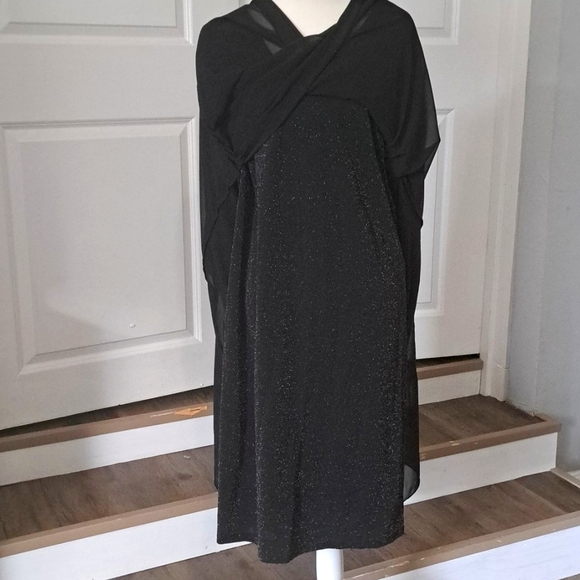 Hanna Nikole Sleeveless Cape Dress Chiffon Overlay Bodycon Pencil Dress 20W NWT - Picture 4 of 12